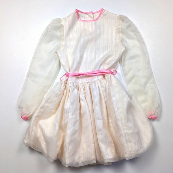 Vintage Manhattan Dress Girls Size 8 Semi Sheer Bubble Hem - Picture 1 of 8